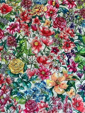 Vibrant Floral Silky Scarf - 26 in x 26 in